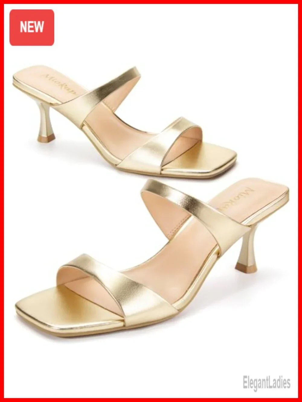 Kitten Heel Square Open Toe Sandals Slip On Mules Wedding Dressy Heels
